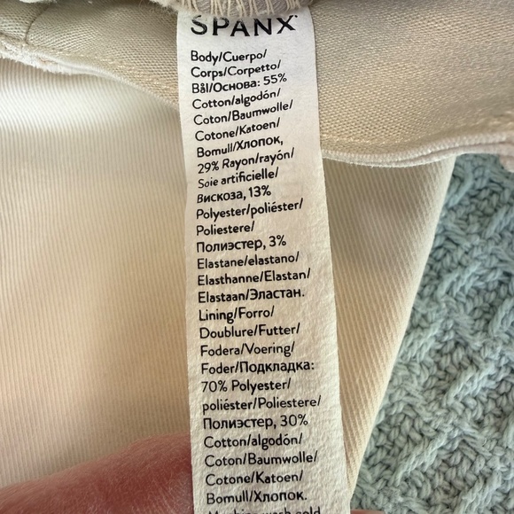 Spanx Twill Crop Wide Leg Pants Womens SP Small Petite Beige Cream Pull On - Picture 4 of 9